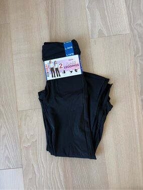 32 Degrees Black Youth fleece Flare Leggings - 2 Pack